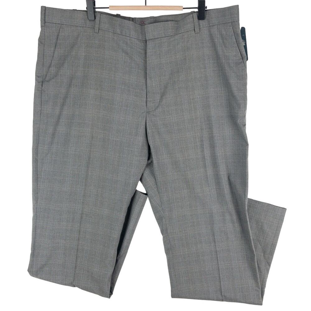 Perry Ellis Travel Luxe Dress Pants Mens 40x32 Gray Flat Front Non Iron NWT